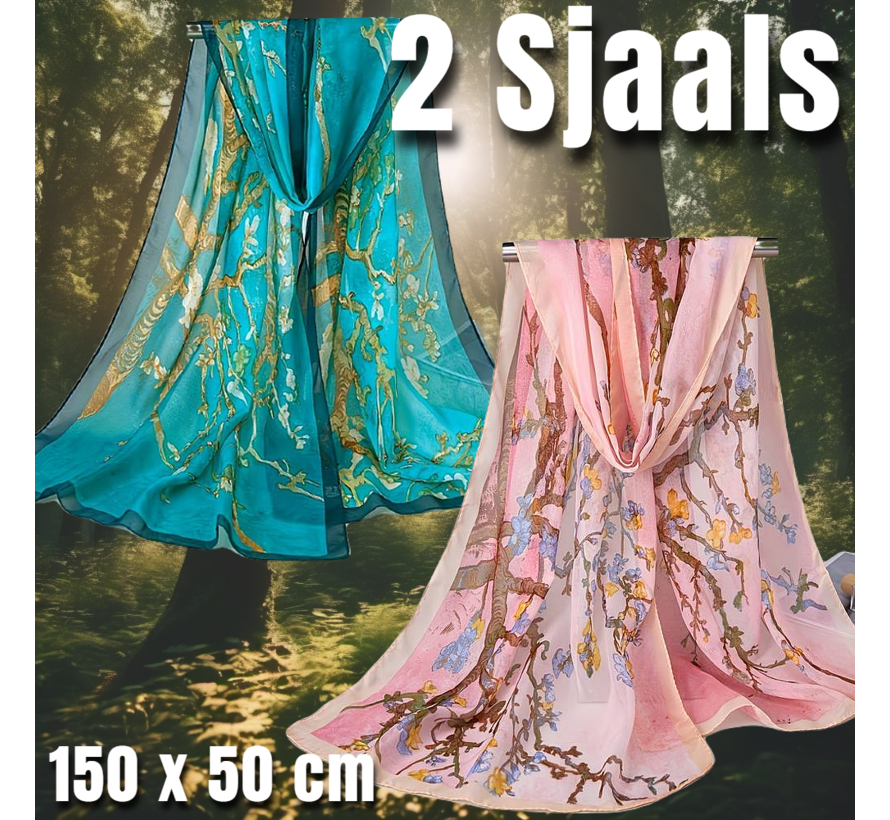 LaGloss® 2 STUKS Luxe XL Bohemian Turquoise en Roze Sjaals - Winddicht & Zonbeschermend - Turquoise en Roze Kleurblok - 150 x 50 cm %%