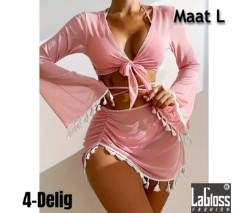 LaGloss 4-delige Bikini set Roze - Maat L