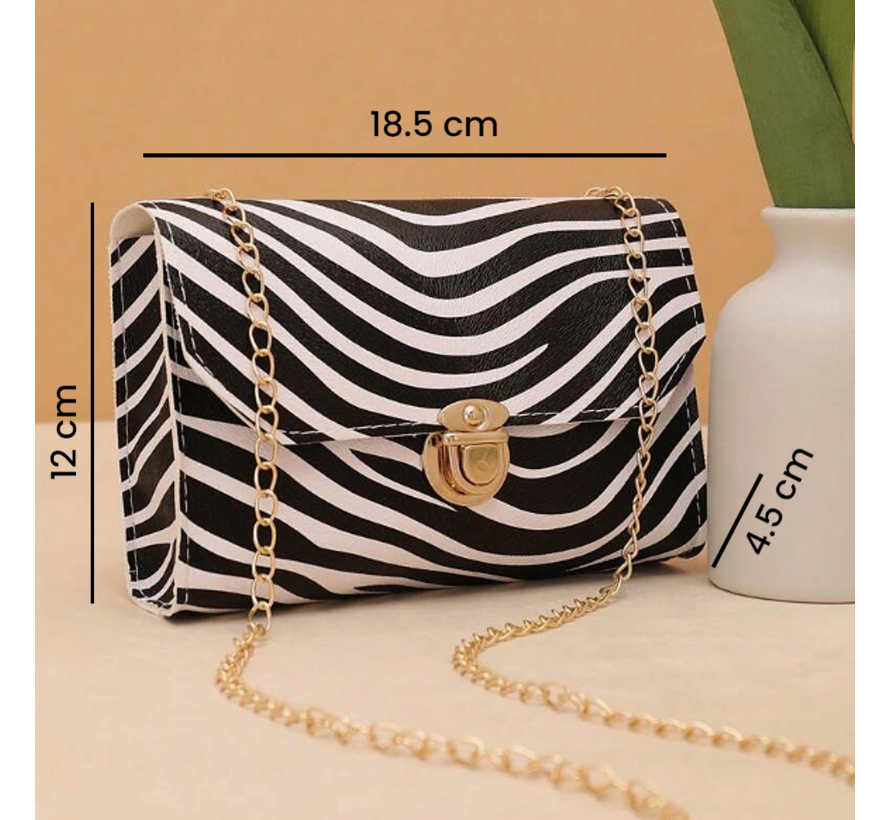 LaGloss® Crossbody Zebraprint tas - Schoudertas - Handtas - Accessoire - Dierenprint - 18.5 x 4.5 x 12 cm **