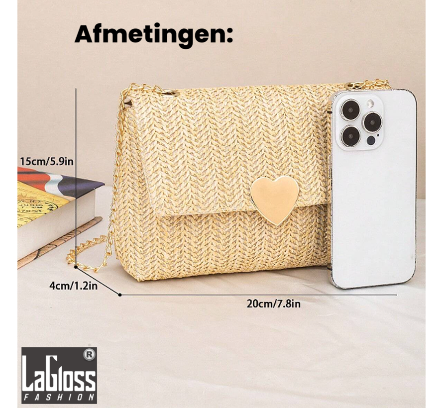 LaGloss® Messenger Schoudertas Abrikoos tas - Schoudertas - Accessoire - Hartjessluiting - 21 x 4 x 15 cm **