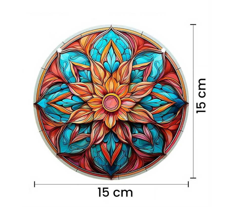 Allernieuwste.nl® Raamhanger Raamdecoratie Mandala Bloem 2 Rond - Kleurige Zonnevanger Rond Acryl met Ketting - Abstract - Suncatcher Rond model 15 cm %%