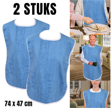 Allernieuwste.nl 2 STUKS Badstof Slabber voor Volwassenen - LICHT BLAUW