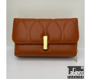 LaGloss Clutch Cognac Bruin met Goudkleurige sluiting - 25 x 6 x 13 cm