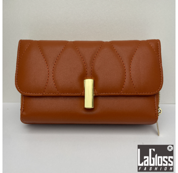 LaGloss Clutch Cognac Bruin met Goudkleurige sluiting - 25 x 6 x 13 cm