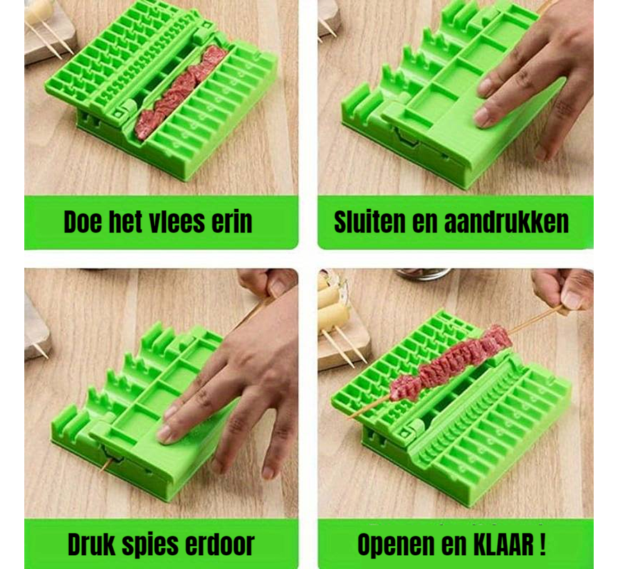 Allernieuwste.nl® Draagbare 3-in-1 Spies Maker Box – Draadloze BBQ Vlees & Groente Kebab Maker - Huishoudelijke Keuken Tool voor Salade, Aardappel en Meer %%