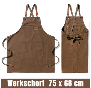 Allernieuwste.nl Bruin werkschort  / gereedschapsschort voor Heren - 75 x 68 cm