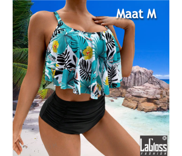 LaGloss 2-delige Tankini Set Tropische Print - Maat M