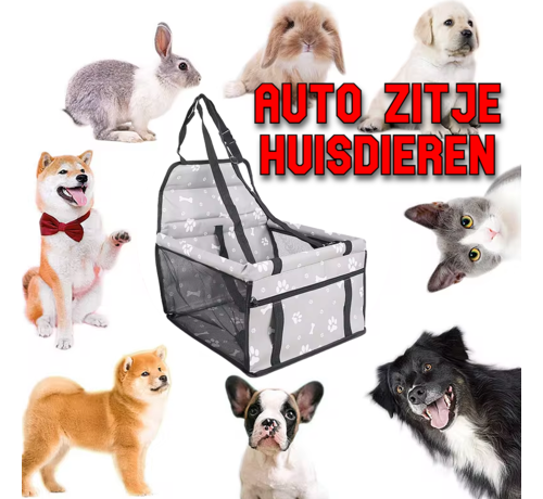 Allernieuwste.nl Allernieuwste.nl® Veilig Autozitje Grijs Hond, Kat of Konijn - Waterdicht - Opvouwbare Autostoel 40x32 cm