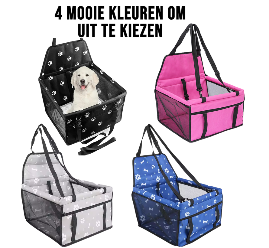 Allernieuwste.nl® Veilig Autozitje Zwart Hond, Kat of Konijn - Waterdicht - Opvouwbare Autostoel 40x32 cm
