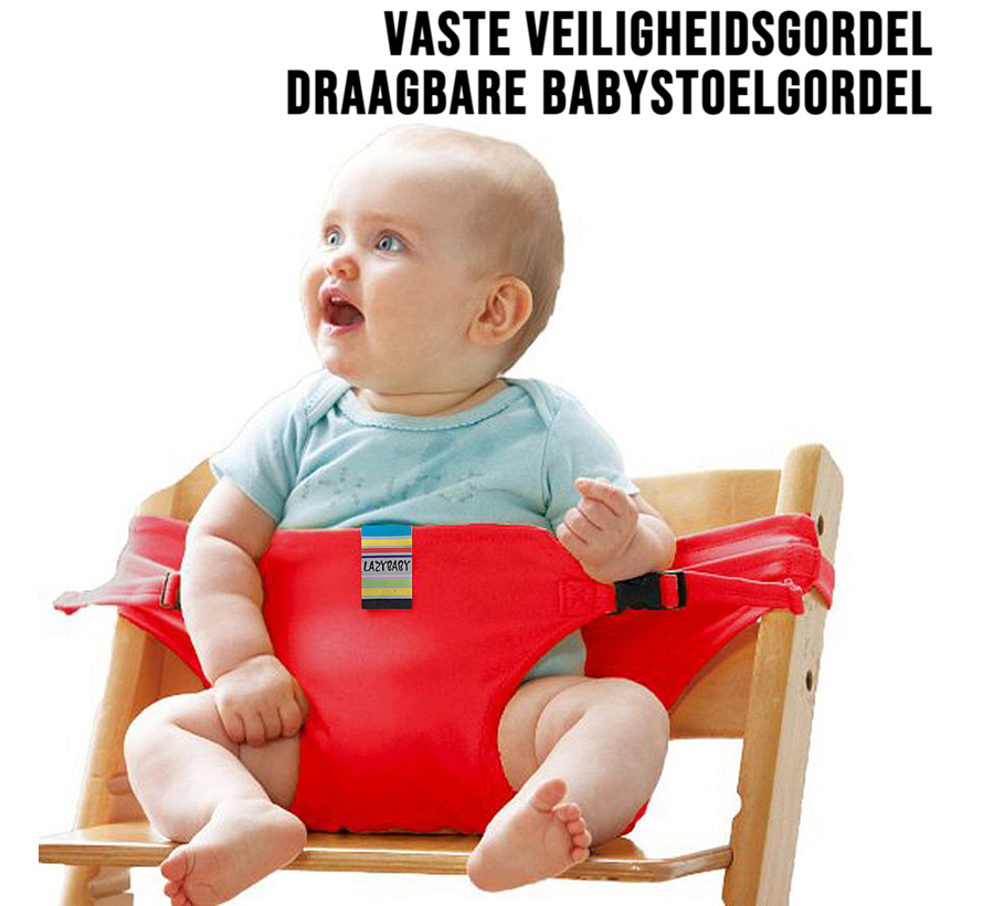 Allernieuwste.nl® Draagbare Babystoelgordel Rood - Veilig, Opvouwbaar en Comfortabel voor Onderweg