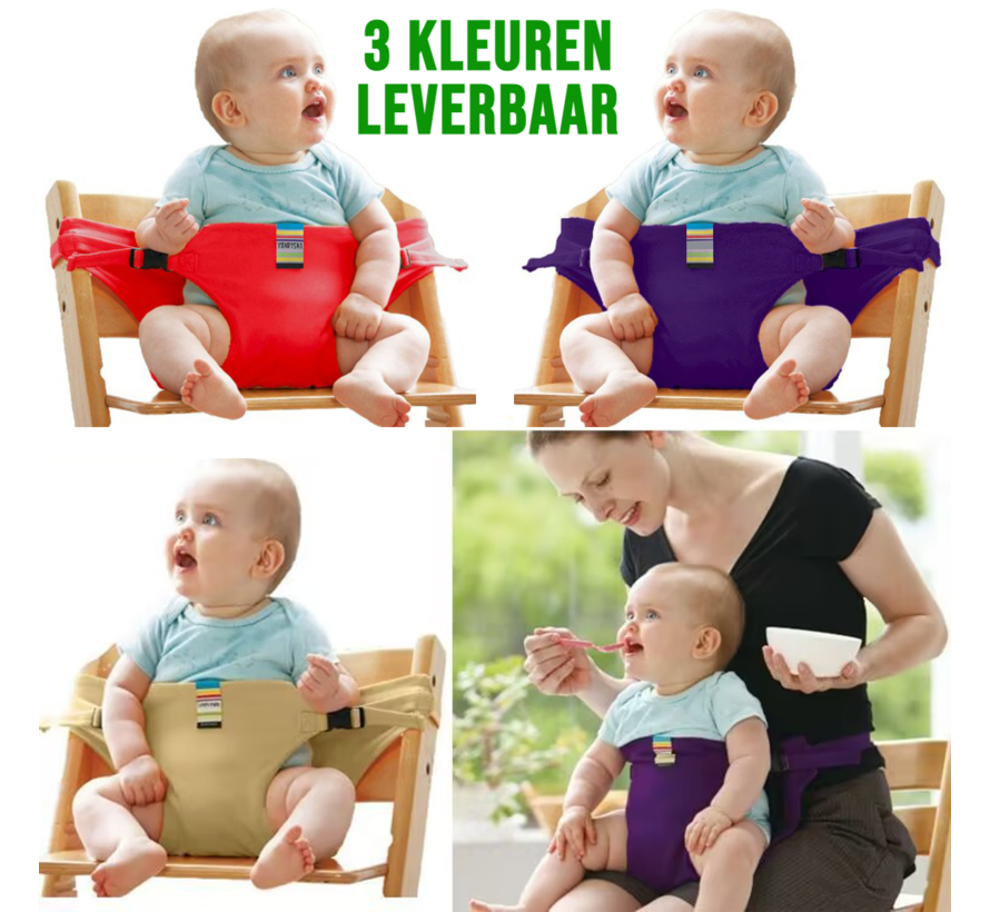 Allernieuwste.nl® Draagbare Babystoelgordel Khaki - Veilig, Opvouwbaar en Comfortabel voor Onderweg