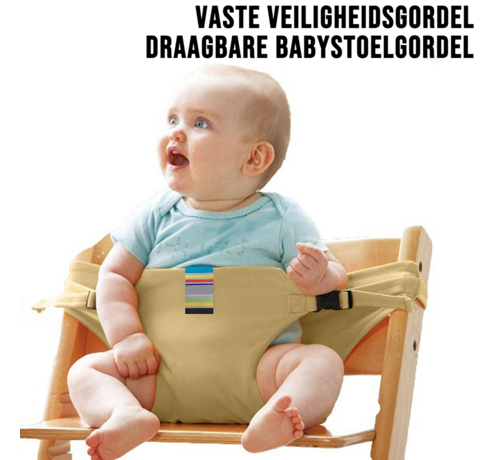 Allernieuwste.nl Allernieuwste.nl® Draagbare Babystoelgordel Khaki - Veilig, Opvouwbaar en Comfortabel voor Onderweg