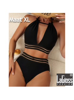 LaGloss Bikini Zwart met Transparante Boord - Maat XL