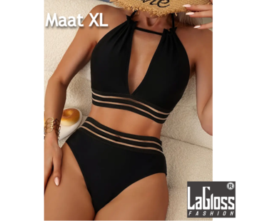 LaGloss Bikini Zwart met Transparante Boord - Maat XL