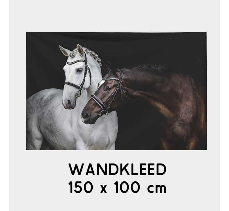 Allernieuwste.nl® Wandkleed 2 Paarden Wit en Bruin - Tijdloze Paardensfeer - 150 x 100 cm