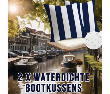 Allernieuwste.nl 2 stuks Nautische Kussenhoezen Bootkussens - Blauw-Wit - 45 x 45 cm