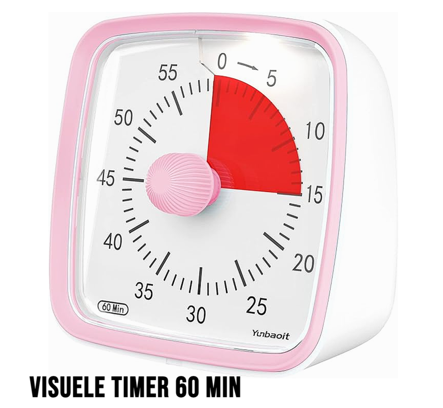 Allernieuwste.nl® Visuele Afteltimer Countdown Timer Tijdklok 60 Minuten Leerklok Kind School Thuis Keuken Kantoor - Stille Timer Met Nachtlampje - Rose Rood ##