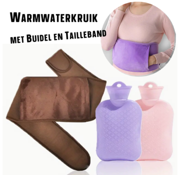 Allernieuwste.nl Warmwaterkruik met Buidel en Tailleband - 110 x 19 cm - Bruin