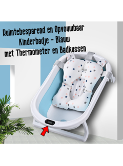 Allernieuwste.nl Opklapbaar BabyBad met Thermometer en Badkussen - Blauw