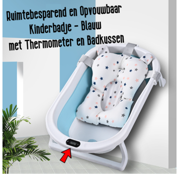 Allernieuwste.nl Opklapbaar BabyBad met Thermometer en Badkussen - Blauw