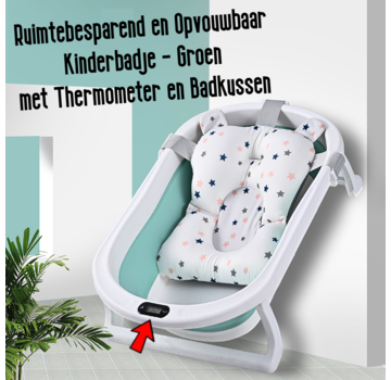 Allernieuwste.nl Opklapbaar BabyBad met Thermometer en Badkussen - Groen