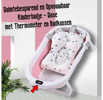 Allernieuwste.nl Opklapbaar BabyBad met Thermometer en Badkussen - Rose