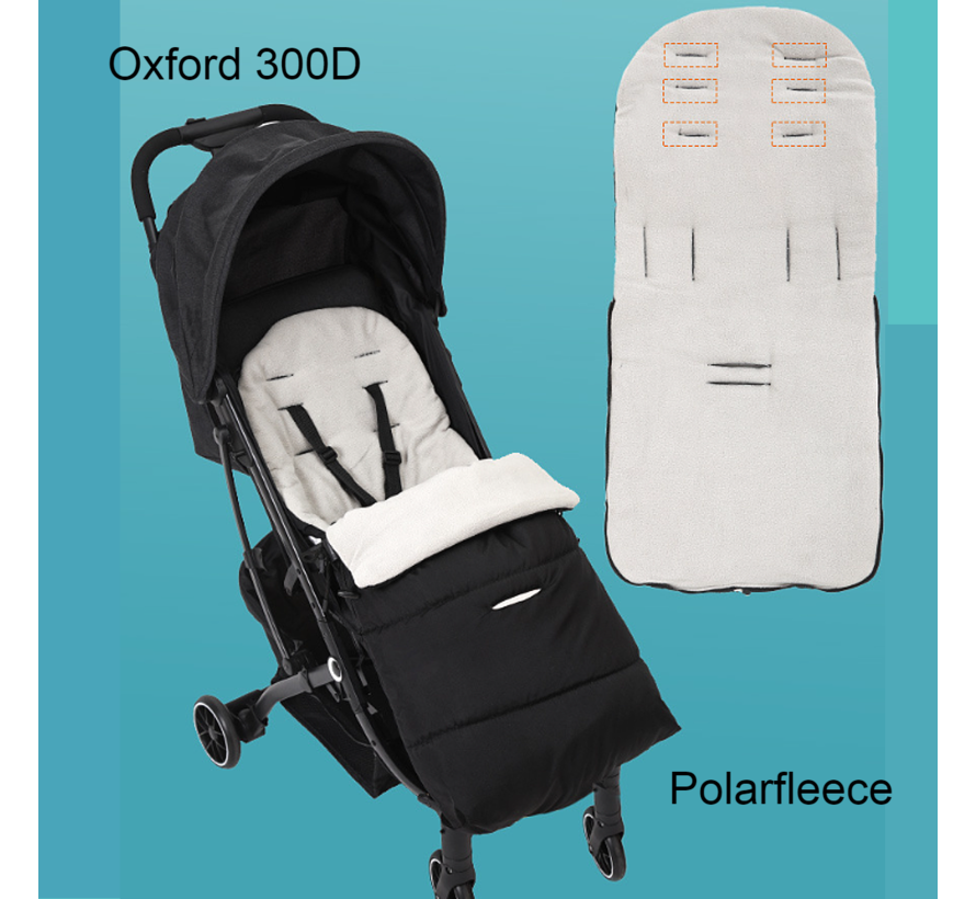 Allernieuwste.nl® Winterwarme Voetenzak voor Buggy en Kinderwagen - Universele Slaapzak Grijs/Zwart