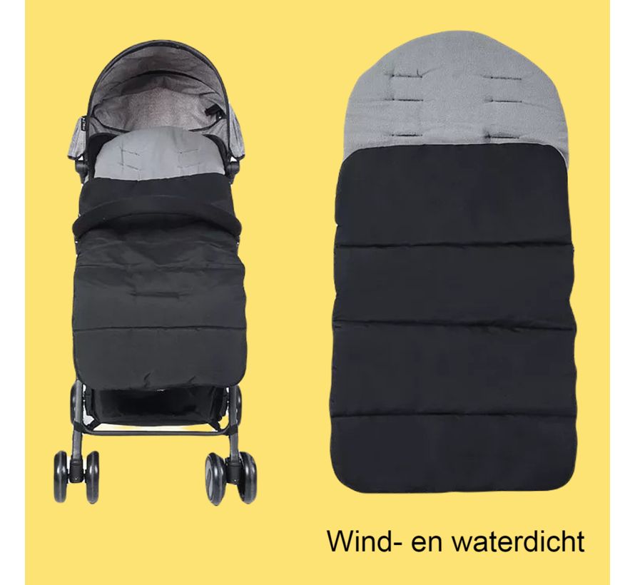 Allernieuwste.nl® Winterwarme Voetenzak voor Buggy en Kinderwagen - Universele Slaapzak Grijs/Zwart