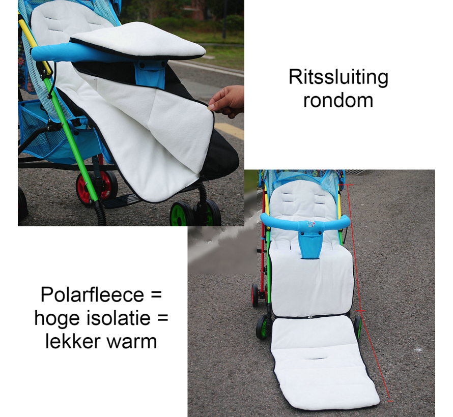 Allernieuwste.nl® Winterwarme Voetenzak voor Buggy en Kinderwagen - Universele Slaapzak Grijs/Zwart