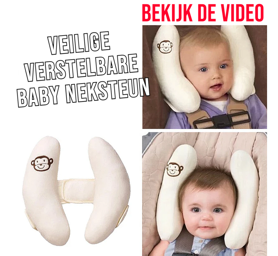 Allernieuwste.nl® Baby Neksteun Kinderwagen Buggy Maxi Cosi Steunkussen Nek Aurostoel Nekkussen Ivoor ##