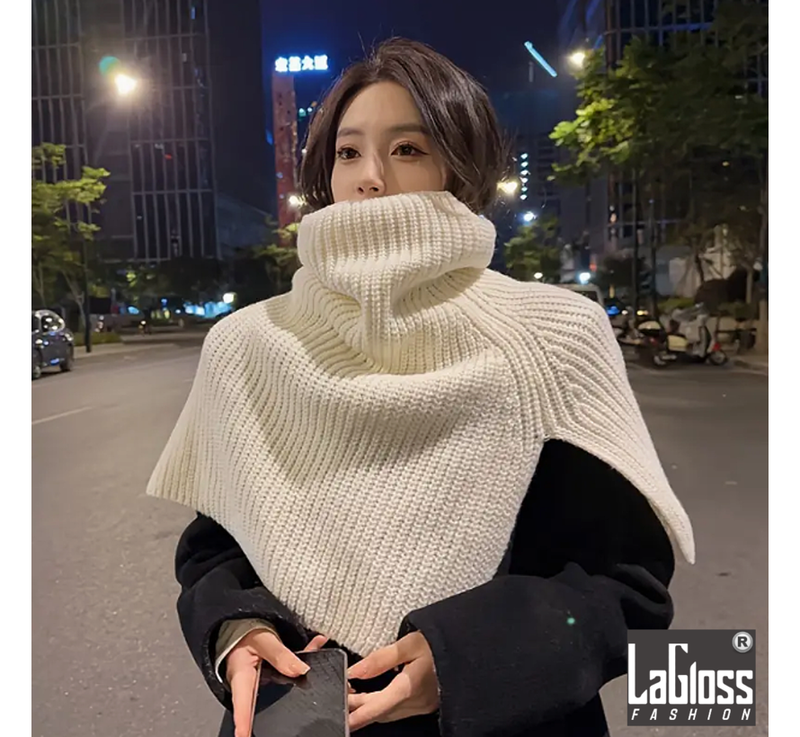 LaGloss® Schouder Overlay Sjaal Wit - Warme Winter Kraag - Elegant Gebreid Cape OneSize %%