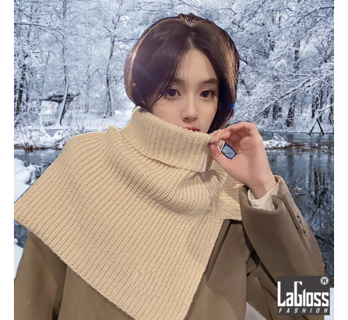 LaGloss LaGloss® Schouder Overlay Sjaal Beige - Warme Winter Kraag - Elegant Gebreid Cape OneSize %%