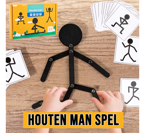 Allernieuwste.nl® Montessori Bewegend Mannetje Spel Hout - Educatief Speelgoed voor Kinderen 2-5 Jaar ##