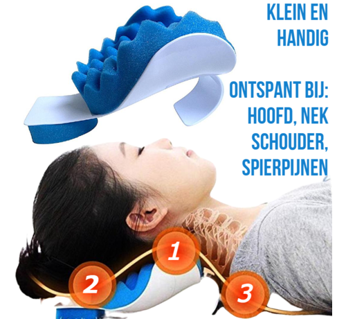 Allernieuwste.nl Allernieuwste.nl® Nek Ondersteunings Kussen voor Spierontspanning - Tension Reliever - Hoofd Nek Schouder Ondersteuningskussen - Blauw-Wit