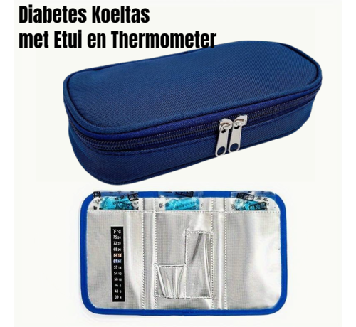 Allernieuwste.nl Allernieuwste® Diabetes Koeltas Insuline Tas voor Spuiten en Medicijnen - Suikerziekte Koel Tas - Reistas Diabetes Mellitus - Donkerblauw %%