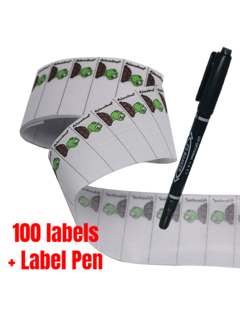 Allernieuwste.nl Textiel Naam Labels Schildpad - SET 100 Stuks + Pen Zwart **