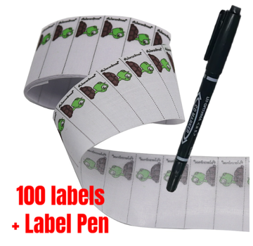 Allernieuwste.nl Textiel Naam Labels Schildpad - SET 100 Stuks + Pen Zwart **