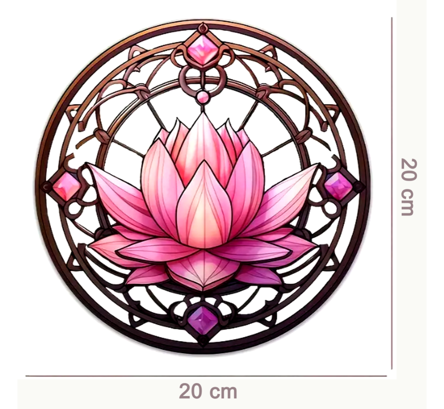 Allernieuwste.nl® Raamhanger Roze Lotus - Kleurige Zonnevanger Rond Acryl met Ophangtouw - 20 cm Suncatcher %%