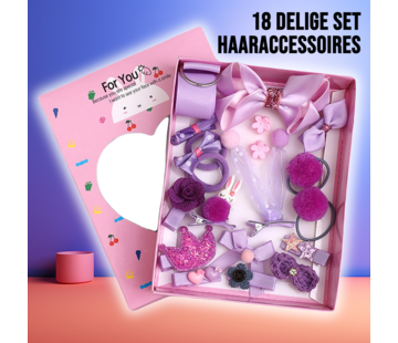 Allernieuwste.nl 18-Delige Paarse Haaraccessoires Set voor Kinderen - 19.5 x 10.5 cm