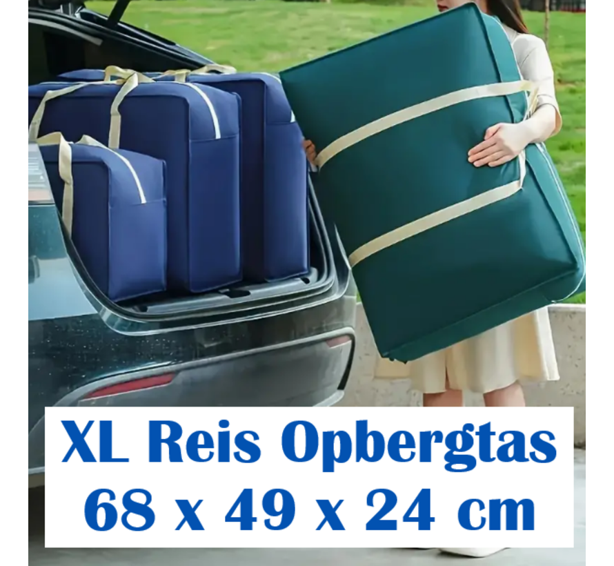 Allernieuwste.nl® Extra Grote Quilt Opbergtas Donkerblauw - 68x49x24cm - Voor Reizen en Auto %%