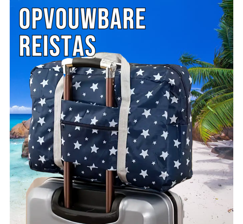 Allernieuwste.nl Allernieuwste.nl® Opvouwbare Reistas Blauw + Sterren - Handbagage Weekendtas - 46x29x14cm %%