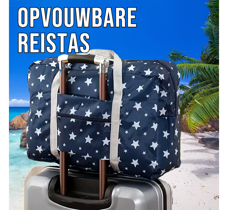 Allernieuwste.nl® Opvouwbare Reistas Blauw + Sterren - Handbagage Weekendtas - 46x29x14cm %%