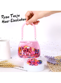 Allernieuwste.nl Haar elastiekjes in Roze Tasje voor Kinderen - 19.5 x 10.5 cm