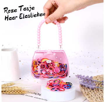 Allernieuwste.nl Haar elastiekjes in Roze Tasje voor Kinderen - 19.5 x 10.5 cm