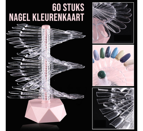 LaGloss LaGloss® 60st Spiraal NagelKleurenkaart Roze - Ovaal - Waaier - Voor Manicure & Nagelstyling