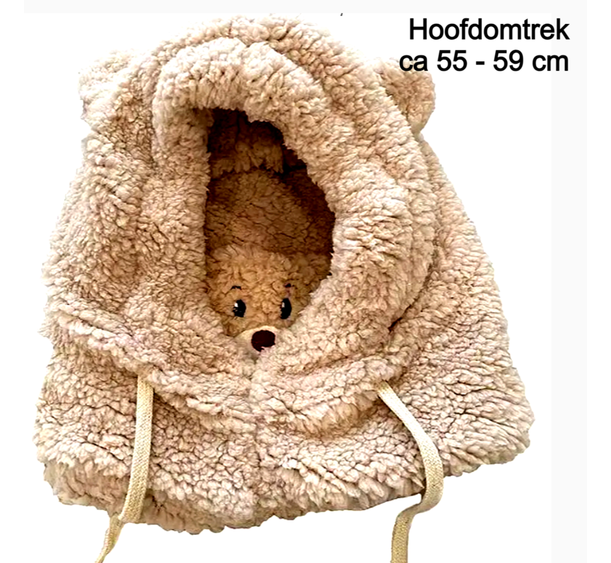 LaGloss® Teddy Look Khaki Berenmuts met Oren en Neus + Mond Bedekking - Warm en Modieus