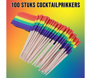 Allernieuwste.nl 100 Stuks Cocktailprikkers Regenboog Pride Vlag -  LGBT **