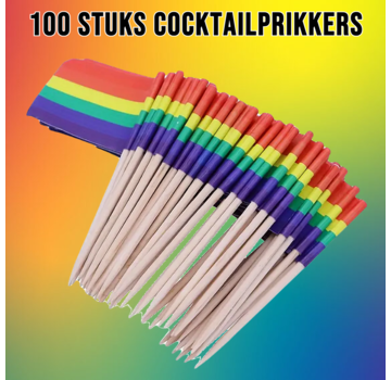 Allernieuwste.nl 100 Stuks Cocktailprikkers Regenboog Pride Vlag -  LGBT