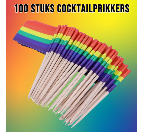 Allernieuwste.nl Allernieuwste.nl® Cocktailprikkers Regenboog Pride Vlag - 100 Stuks - LGBT Feestdecoratie %%