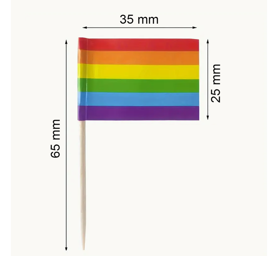 Allernieuwste.nl® Cocktailprikkers Regenboog Pride Vlag - 100 Stuks - LGBT Feestdecoratie %%